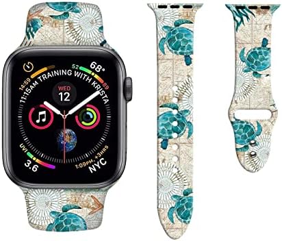 Apple Watch 38mm 40mm ile Uyumlu Deniz Kaplumbağası Saat Kordonları, Ayarlanabilir Kaplumbağa Desenli Bileklikler