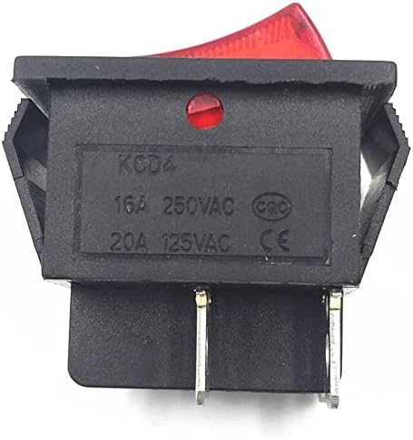 CNHKAU mandallama Rocker anahtarı güç anahtarı I/O 4 Pins ile ışık 16A 250VAC 20A 125VAC KCD4 DPST tekne (renk: siyah)