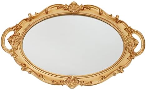 Abaodam 3 Adet Tepsi Kız Dresser Cam Ayna Vintage Makyaj Aynası Altın Ayna Tepsi Dekoratif Ayna Tepsi Parfüm Tepsisi
