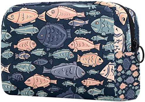 TBOUOBT Makyaj Çantası Seyahat kozmetik çantası Kılıfı Çanta fermuarlı çanta, Hayvan Karikatür okyanus balığı