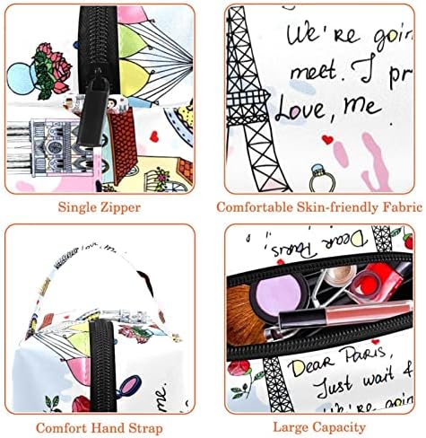 TBOUOBT Kozmetik Çantaları Makyaj Çantaları Kadınlar için, Küçük Makyaj Çantası Seyahat Çantaları, Paris Eyfel Kulesi