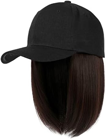 Beyzbol şapkası İle saç ekleme Düz Kısa Bob Saç Çıkarılabilir Peruk Şapka Kadın Kız Kül Sarışın Karışımı Ağartıcı