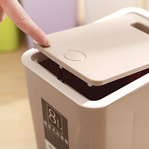 BBSJ Yaratıcı Moda Plastik çöp tenekesi 8L / 12L Presleme Kapağı Tipi Mutfak çöp kutusu Oturma Odası Tuvalet Çöp