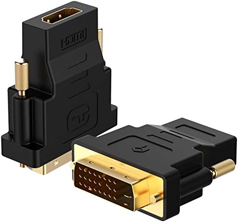 Rankie DVI-HDMI Adaptörü, 2'li Paket Altın Kaplama 1080P Erkek-Dişi Dönüştürücü (Siyah)