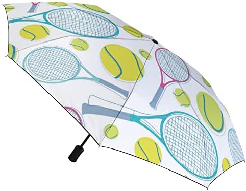 Tenis Desen Seyahat Şemsiye Rüzgar Geçirmez 3 Kat Otomatik Açık Yakın Katlanır Şemsiye Erkekler Kadınlar için