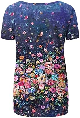 Orta Uzunlukta Kısa Kollu Gömlek Kadınlar için Moda Çiçek Baskılı Grafik Tees Gömlek, kadın Yaz Gevşek Üstleri