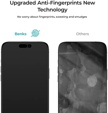 BENKS iPhone 14 Pro Max Ekran Koruyucu Mat Finish ile 0 Toz Kolay Kurulum Aracı, [2 Paket] Anti-Parmak İzi ve Parlama