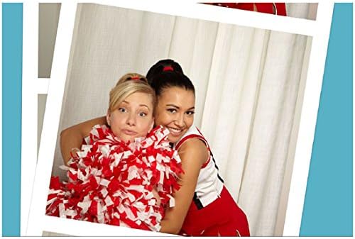 Naya Rivera 8 İnç x 10 İnç FOTOĞRAF Glee (TV Dizisi 2009 - 2015) Sarılma Heather Morris w/Pom Poms kn