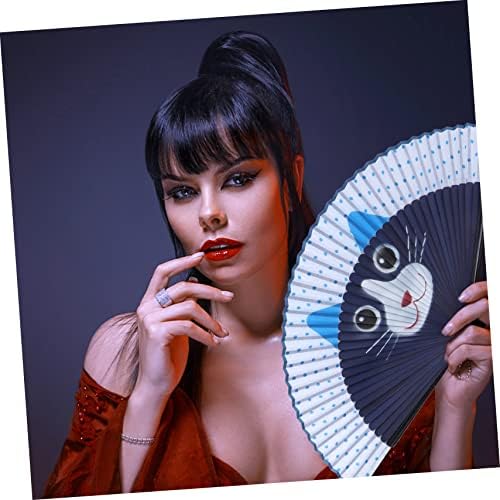 Abaodam El Tipi Fanlar Gatsby Fan İspanyol El Tipi Katlanır Fan Kumaş Katlanır Fan Kedi Desenli Fan Yaz Malzemeleri