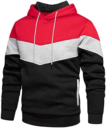 Camo Gevşek Fit Hoodies Erkekler için Renk Bloğu Spor Kapüşonlu Sweatshirt Uzun Kollu Kontrast Renk svetşört