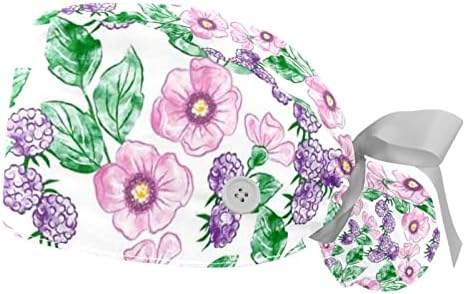 2 adet çalışma Kapağı Düğme ile kurdele Geri Suluboya Pembe Çiçek At Kuyruğu Kılıfı Şapkalar Kadınlar için