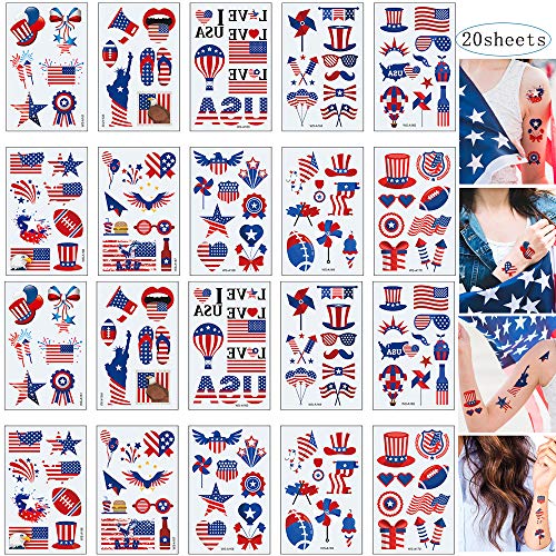Amerikan Bayrağı Dövmeler 4th Temmuz Bağımsızlık Günü Geçici Dövme Çıkartmalar Yurtsever İyilik Vücut Sanatı Süslemeleri