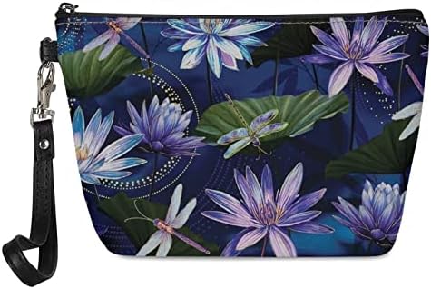 Dolyues Mavi Çiçek Yusufçuk Desen Kozmetik Çantaları Kadınlar İçin Küçük Makyaj çantası fermuarlı cüzdan Para Anahtar