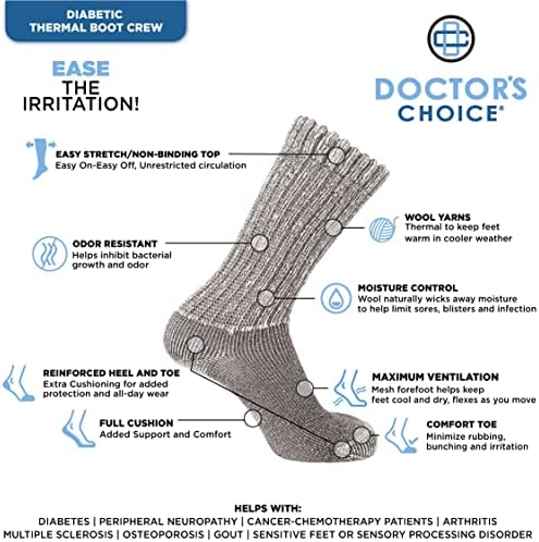 Doktor Seçimi Yün Diyabetik Erkekler için Çorap Boyutu 10-13, Sıcak, Termal, Bağlayıcı Olmayan, Büyük, Kahverengi,